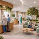 Moderne Klinik mit schönem Eingangsbereich